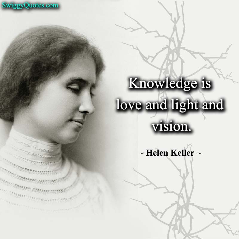 Knowledge is love and light and vision - helen keller quote about vision