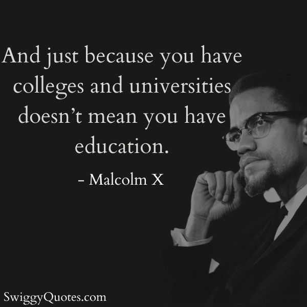 And just because you have colleges and universities - Malcolm X quotes on education