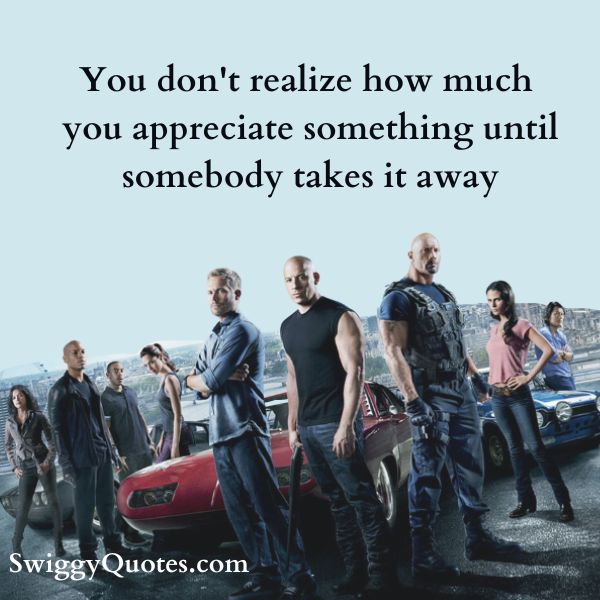 You don't realize how much you appreciate something until somebody takes it away