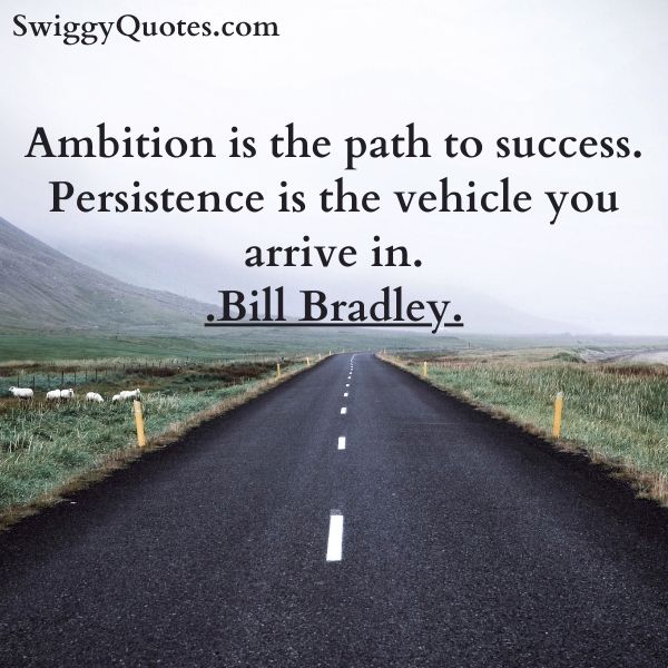 Ambition is the path to success. Persistence is the vehicle you arrive in